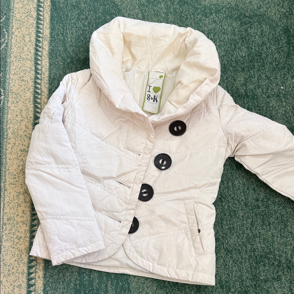 Woman White Jacket with Black Buttons